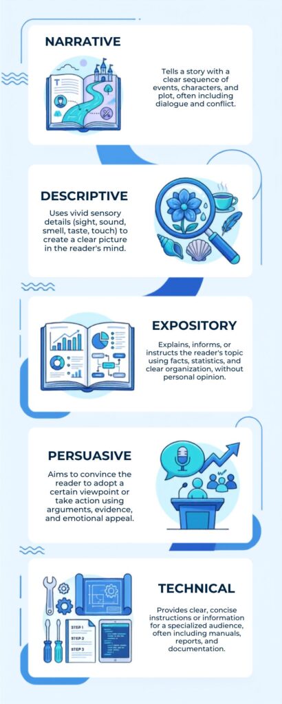 Types of writing infographic